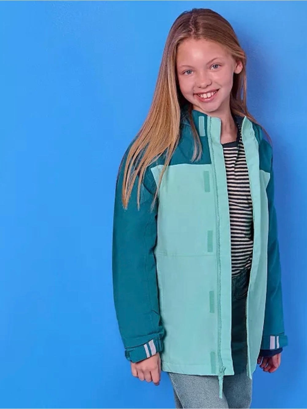 Lands End Squall Kids Jacket * Size L 10-12 * Aqua Harbor Blue * NWT Sealed